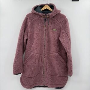 L.L. Bean Women's Mountain Pile Hooded Fleece Coat Plush‎ Sherpa Reg Large L
